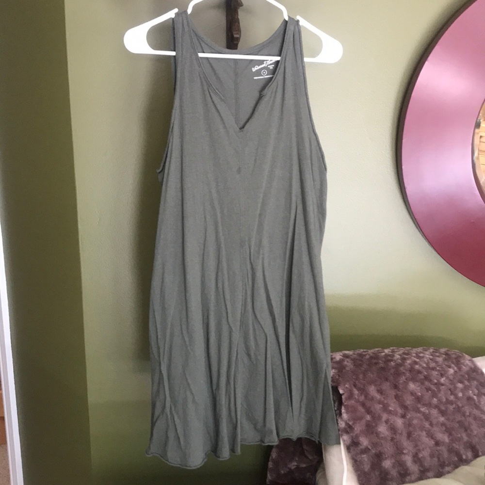 Olive green cotton tank dress